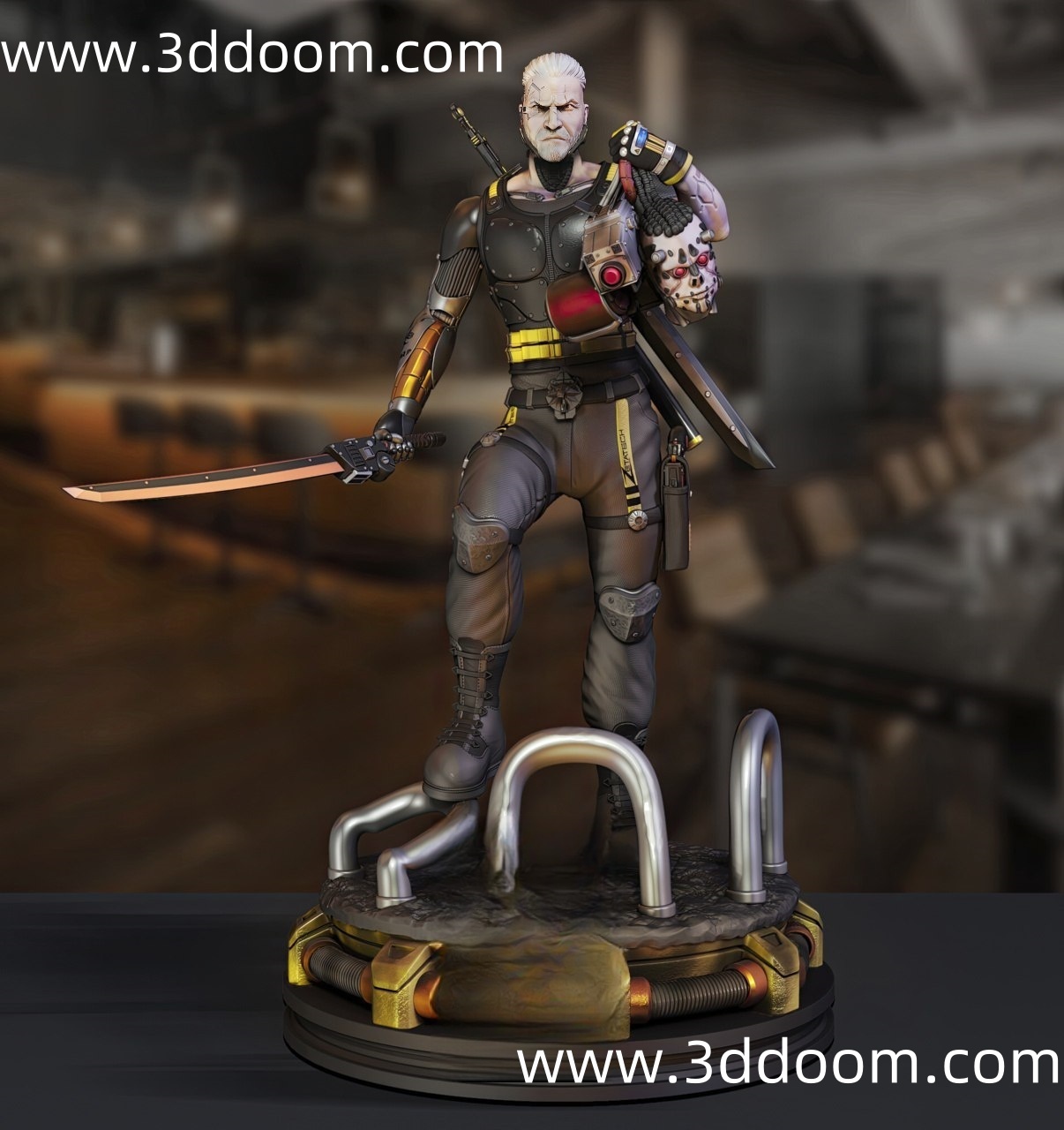 37 Geralt The Witcher Cyberpunk 2077 赛博朋克 杰洛特-3D DOOM
