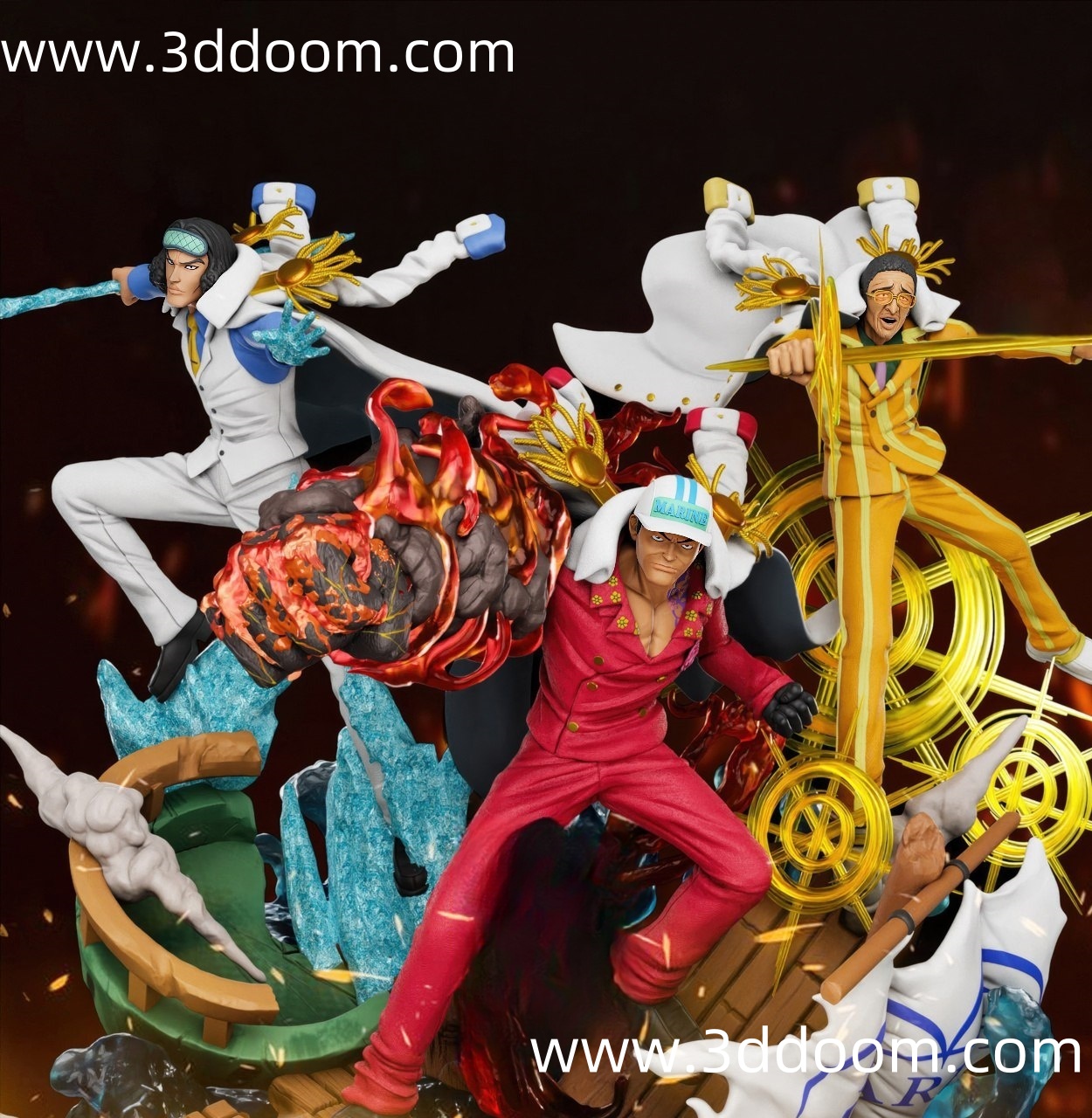 103 Akainu  Kizaru  Aokiji One Piece海贼王赤犬 × 黄猿 × 青雉-3D DOOM