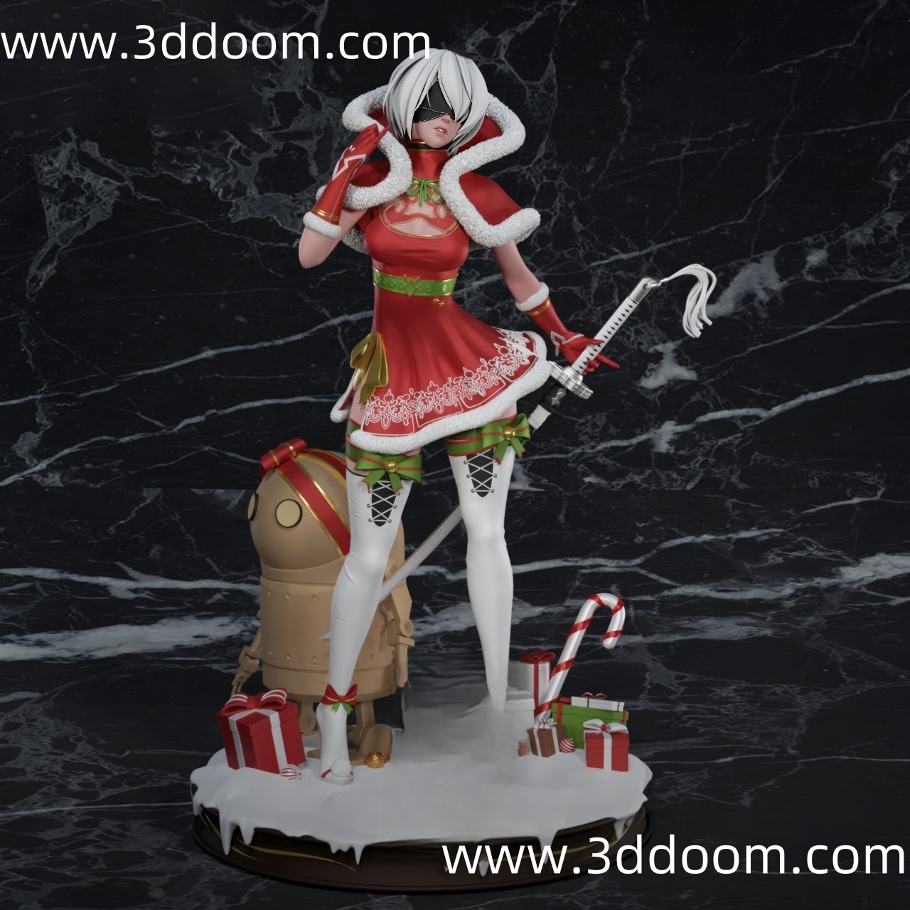 128 Christmas 2B Nier Automata 尼尔机械纪元 圣诞2B-3D DOOM