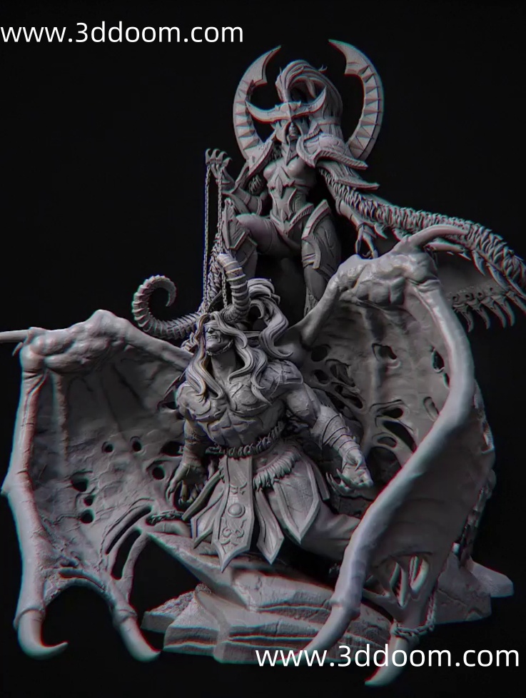 1250 illidan Maiev World of Warcraft 魔兽世界 伊利丹 玛维-3D DOOM