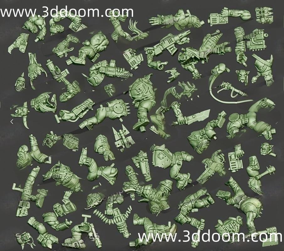 70 Modern orks soldiers-3D DOOM