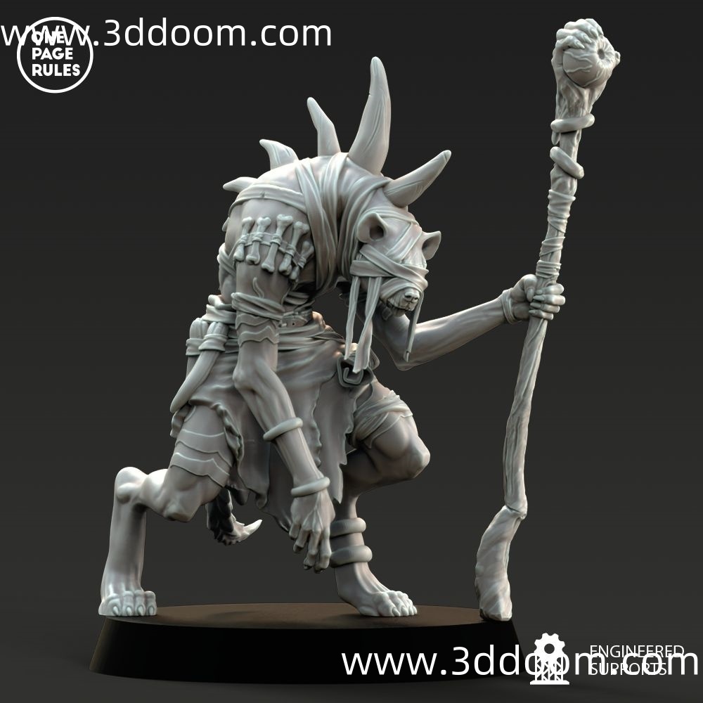 646 One Page Rules - 202202 - Beastmen - Shaman - Supported-3D DOOM