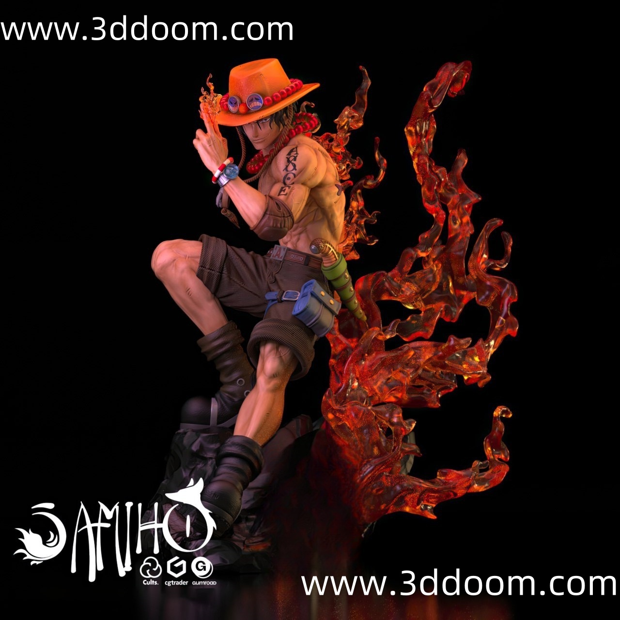 1067 Portgas D. Ace One Piece 海贼王 波特卡斯·D·艾斯-3D DOOM