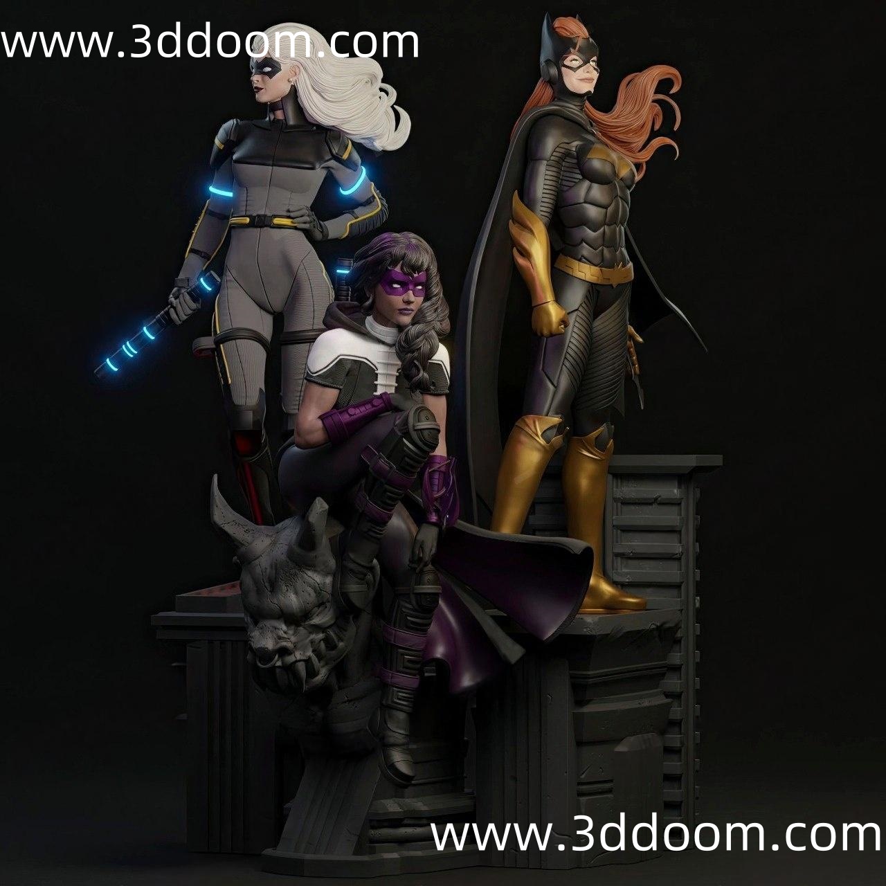 1212 Batgirl Black Canary Huntress  蝙蝠女、黑金丝雀、女猎手-3D DOOM