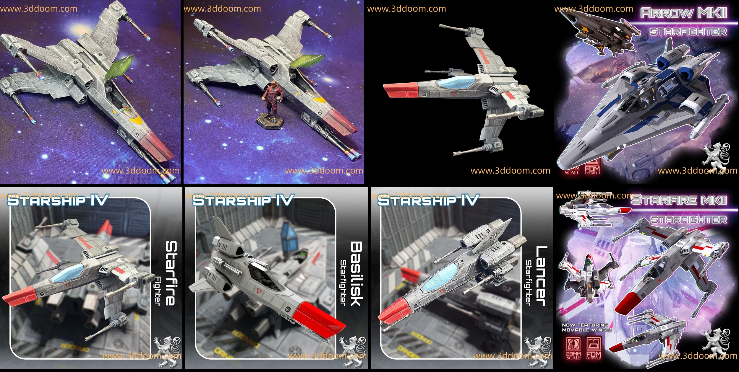 2nd Dynasty 2019-12 Starfighter Pack MK1+MK2 Bundle-3D DOOM